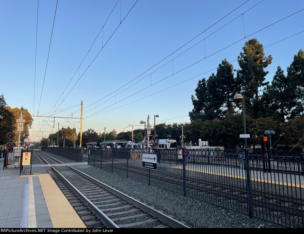 Looking north from Mountain View Caltrain Station 